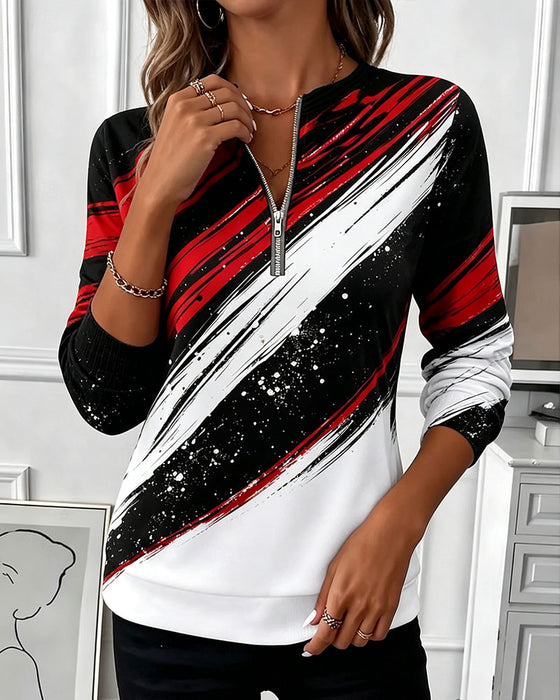 Hoodie Graffiti Print Rits Pullover