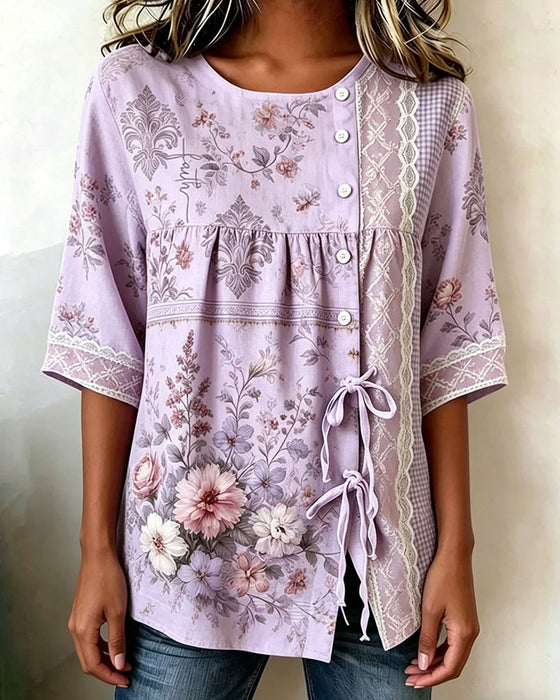 Blouse Retro Bloemenprint Casual