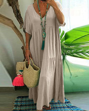 Jurk V-Hals Korte Mouw Casual