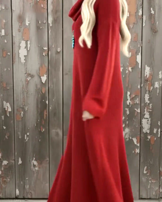 Effen Jurk Met Hoge Halslijn En Stijlvol Design