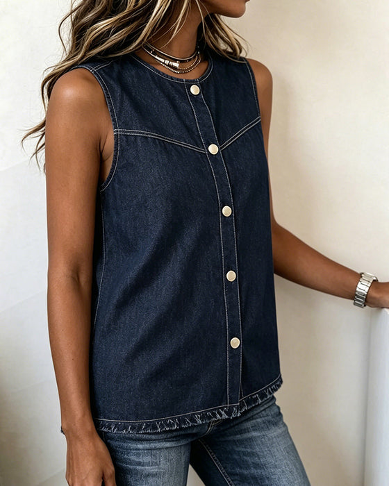 Tanktop Ronde Hals Mouwloos