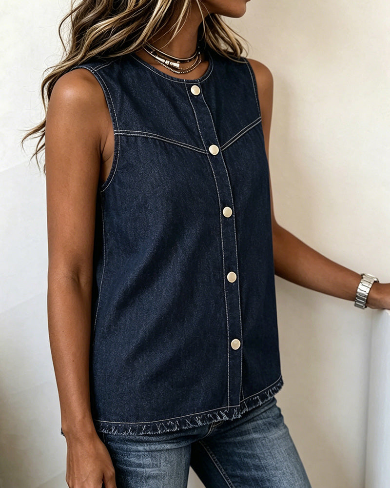 Tanktop Ronde Hals Mouwloos
