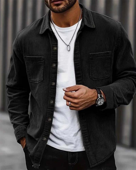 👔 Heren Casual Corduroy Overhemdjas – Klassieke Textuur Ontmoet Dagelijks Comfort