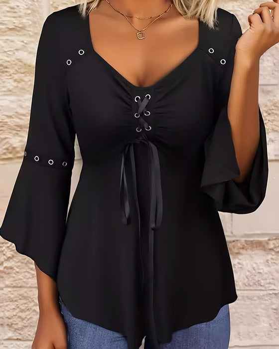 Blouse Effen Kleur Kruisbanden