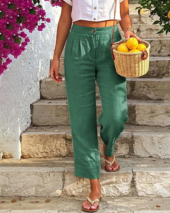 Broek Casual Knoop Recht