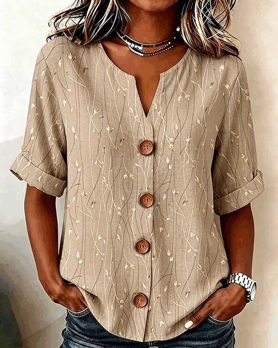 Blouse Mini V-Hals Knoop Casual
