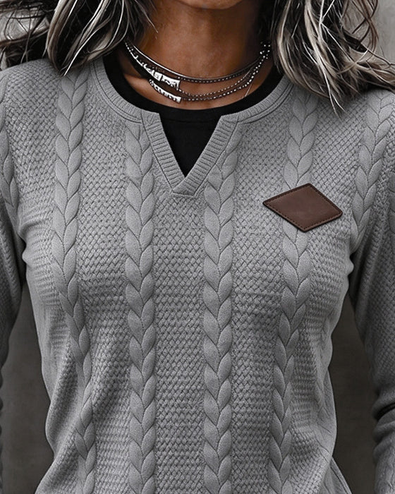 Top V-Hals Casual Lange Mouw