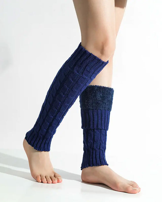 Fleece Gevoerde Kabelgebreide Beenwarmers Thermische Laarzenmanchetten