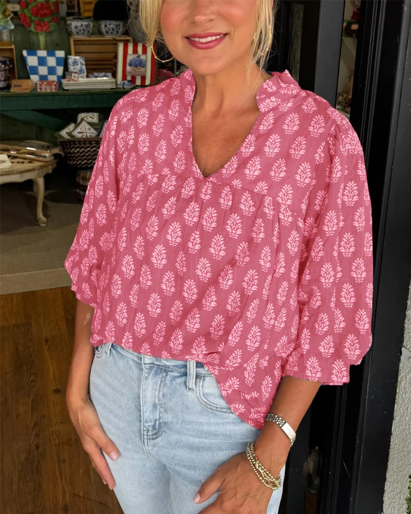 Blouse Driekwart Mouw Bedrukt Casual