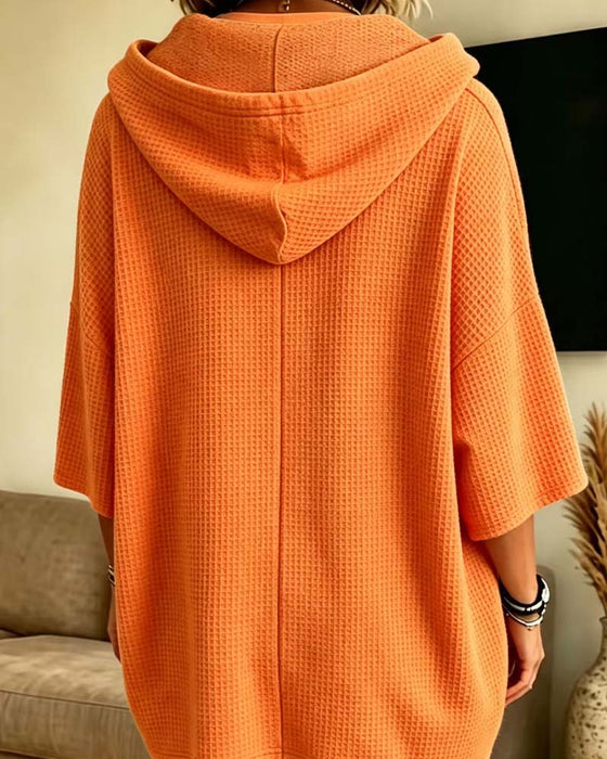 Sweatshirt Casual Effen Kleur Trekkoord