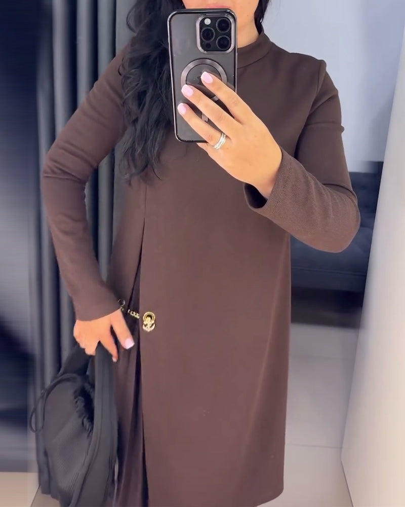 Elegante Jurk Met Geschilderd Patchwork