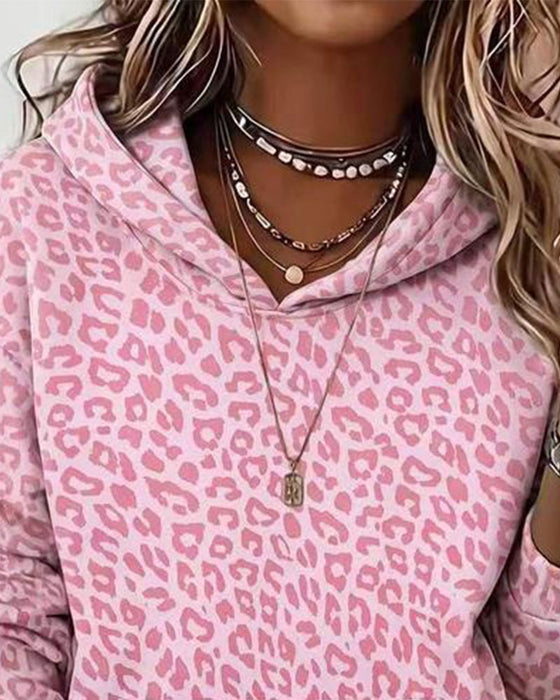 Hoodie Capuchon Luipaard Zak Los