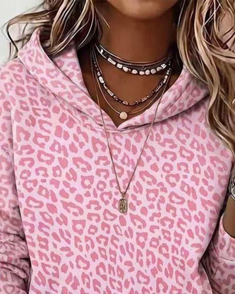 Hoodie Capuchon Luipaard Zak Los