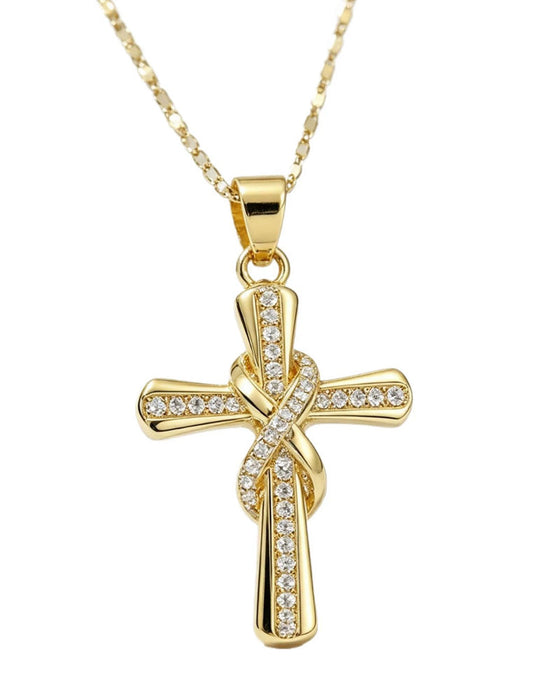 ✝️ Dames Ketting Met Glinsterend Kruis Hanger – Elegant Gedraaid Ontwerp Voor Dagelijks & Speciale Gelegenheden  Danish