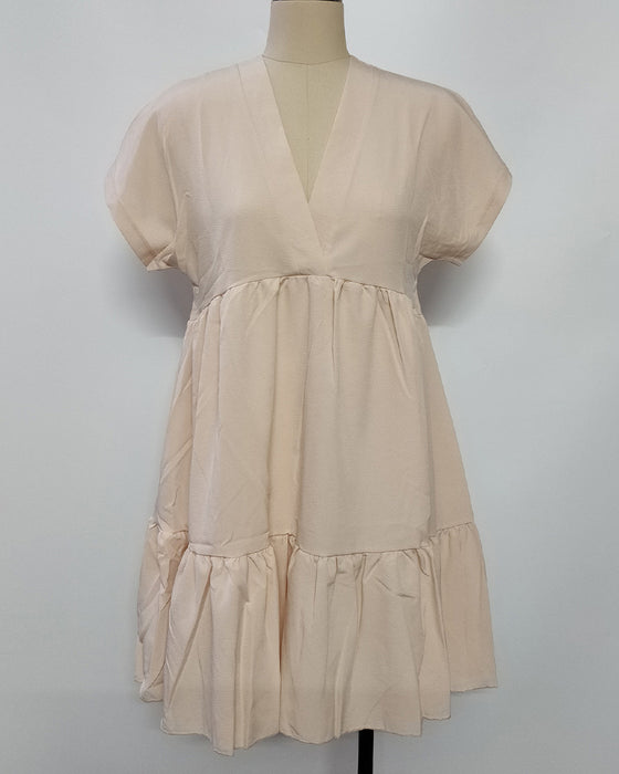 Jurk Effen V-Hals Ruffle-Afzetting