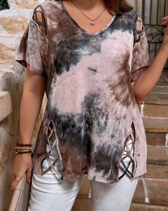 T-Shirt Hartpatroon Geënt Korte Mouw