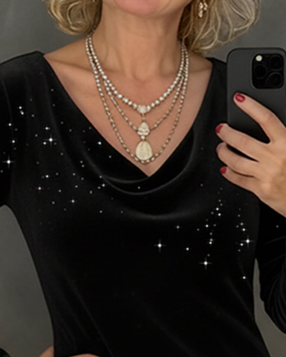 Jurk Met Fijne Glans En Rechte Lijn