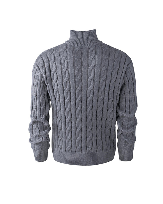 Herenpullover Effen Kleur Vlechtpatroon Rits