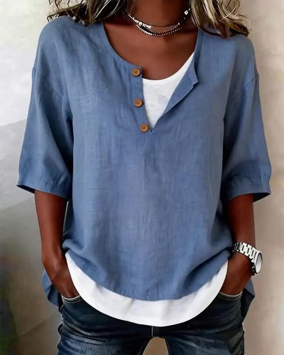 Blouse Nep Tweedelig 3/4-Mouw