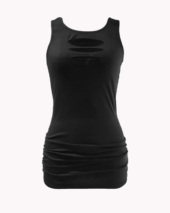 Tank Top U-Hals Mouwloos Hollow Out
