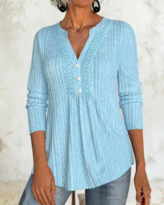 Blouse Effen Knoop Casual