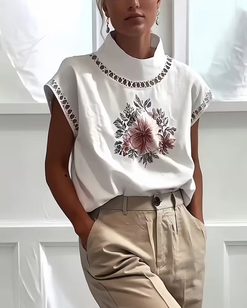 T-Shirt Halve Col Mouwloos Uitgesneden