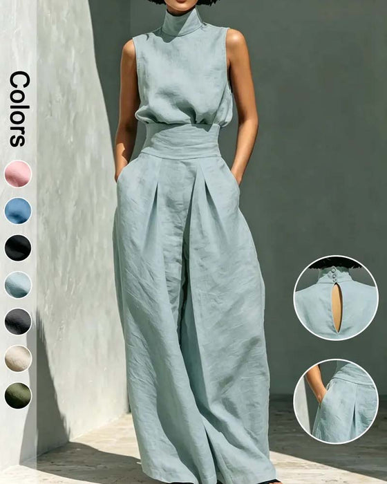 Overall Hoge Hals Mouwloos Wijde Pijp Taille