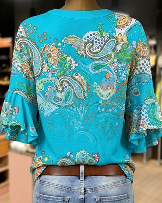 Blouse Met Knopen Ruchesrand