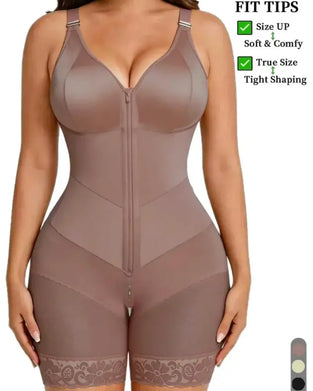 Dames Rits Kant Buikcontrole Shapewear Bodysuit