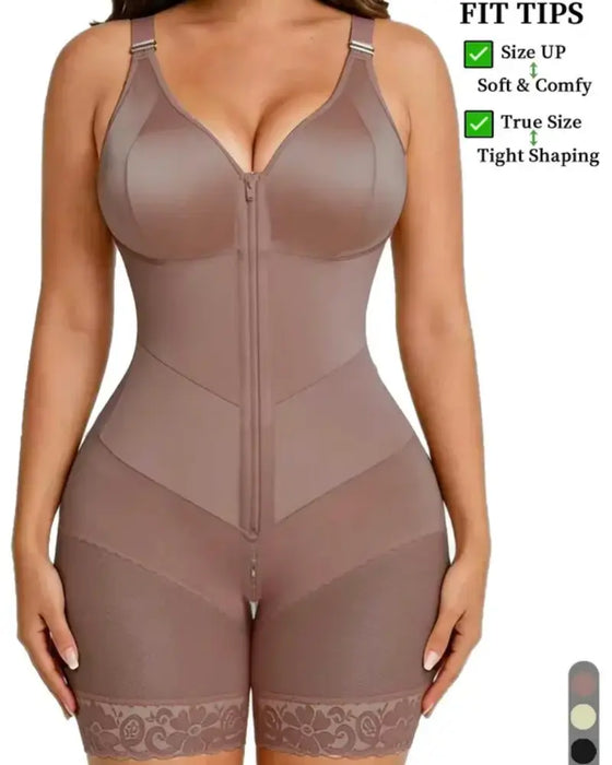 Dames Rits Kant Buikcontrole Shapewear Bodysuit