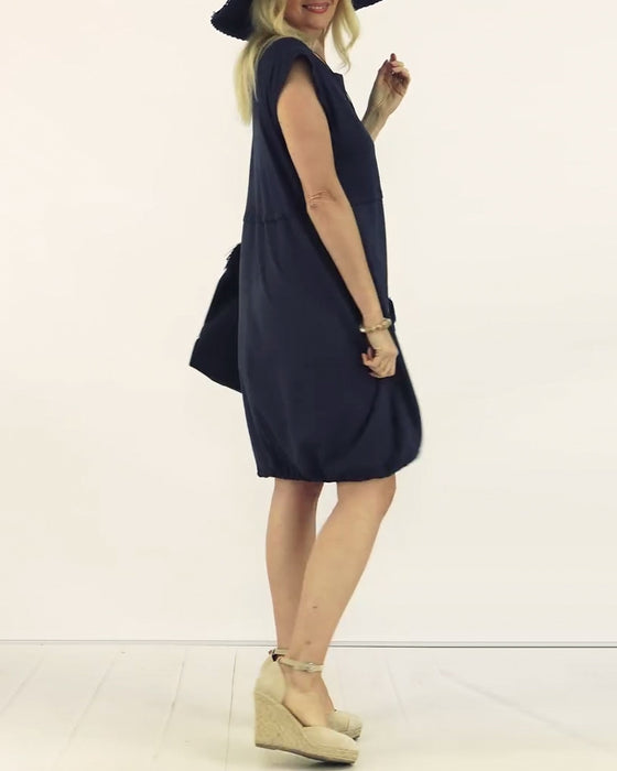 Jurk Ronde Hals Mouwloos Gedrukt