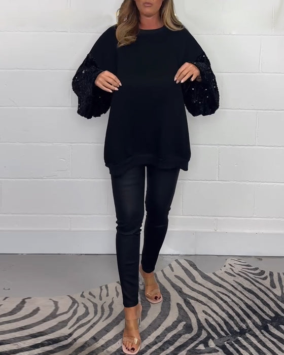 Casual sweatshirt met ronde hals en lange mouwen