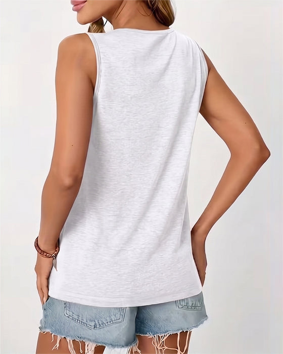 Tanktop Effen U-Hals Geplisseerd