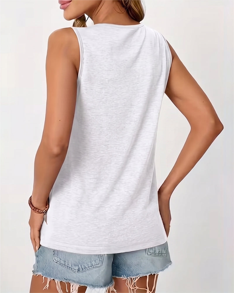 Tanktop Effen U-Hals Geplisseerd
