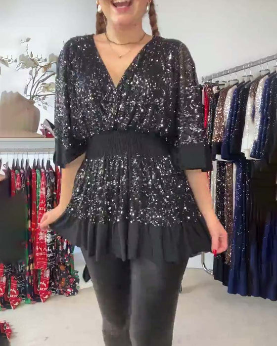 Modieuze slim-fit blouse met V-hals
