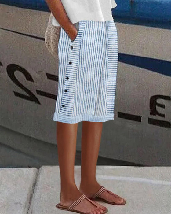 Shorts casual gestreepte zak