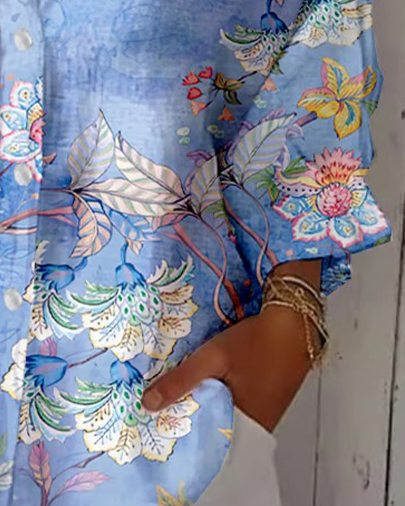 Overhemd Mode Bedrukt Omgeslagen Kraag