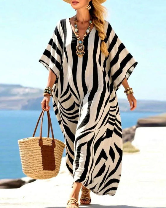Jurk V-Hals Zebra Los Vakantie