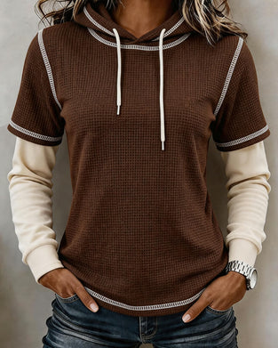 Hoodie Wafel Kleurvlak 2 In 1