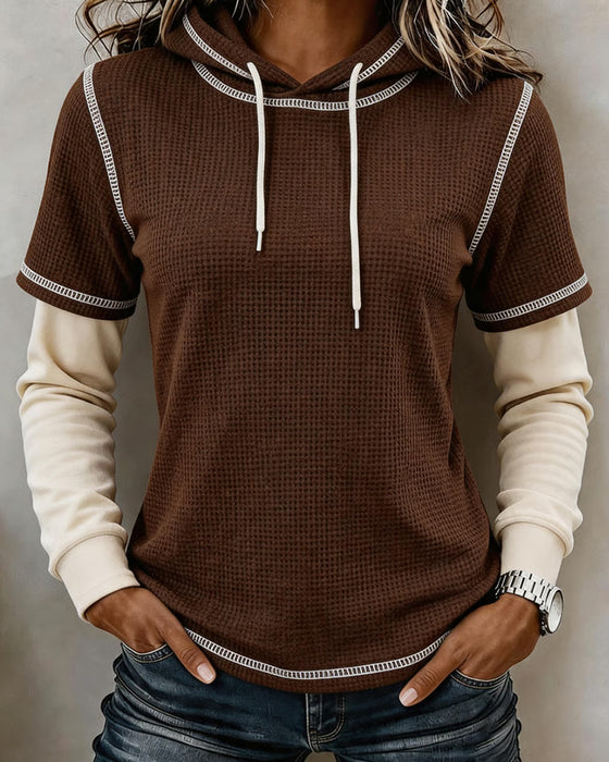 Hoodie Wafel Kleurvlak 2 In 1