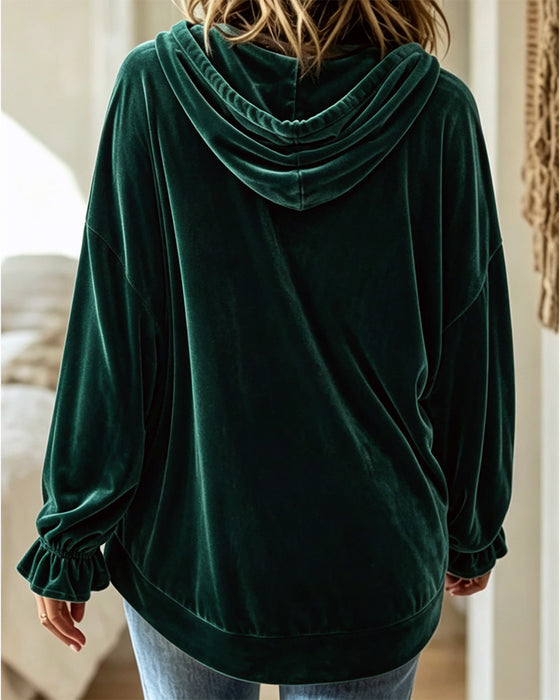 Hoodie Effen Kleur Lange Mouwen
