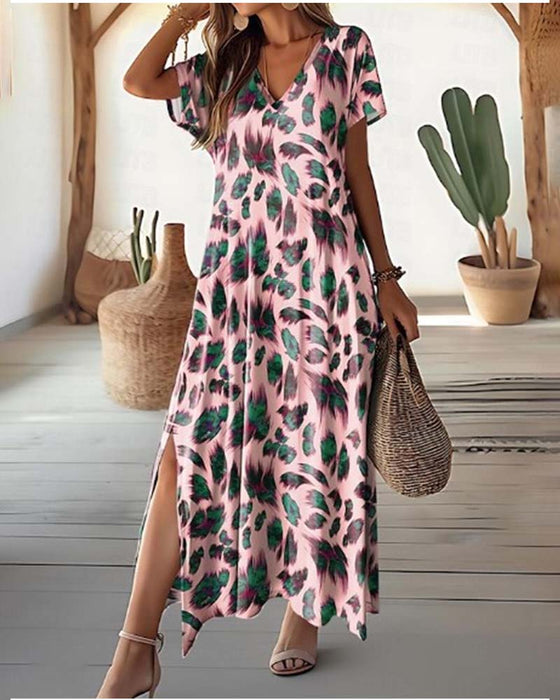 Rok met split en V-hals lang