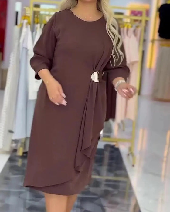 Jurk Plus Size Stijlvol Twist Knoop