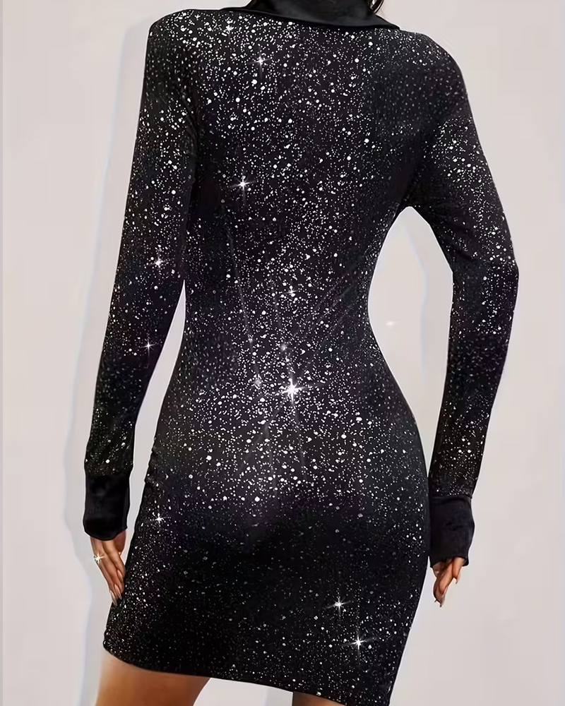 Jurk Colbertkraag Gedrukt Feest