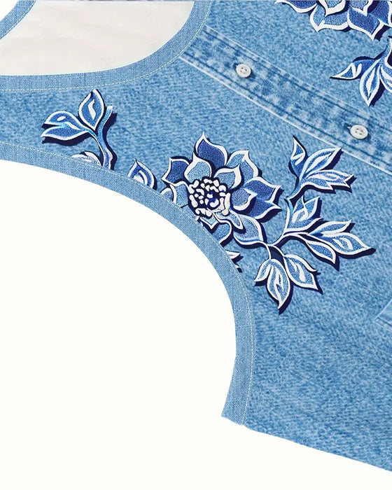 Jurk Mouwloos Imitatie Denim