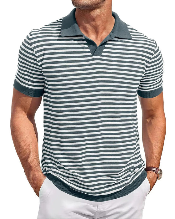 T-Shirt Polokraag Streep Kleurblok