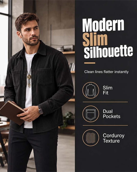 👔 Heren Casual Corduroy Overhemdjas – Klassieke Textuur Ontmoet Dagelijks Comfort