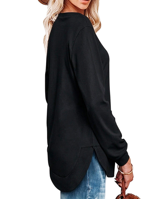 Sweatshirt Ronde Hals Gebogen Zoom Effen