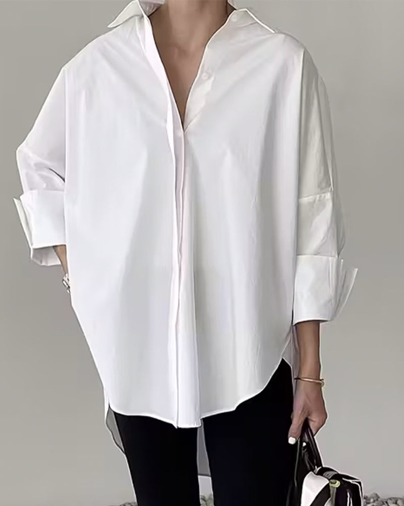 Shirt Stijlvol Effen Kleur Langmouw