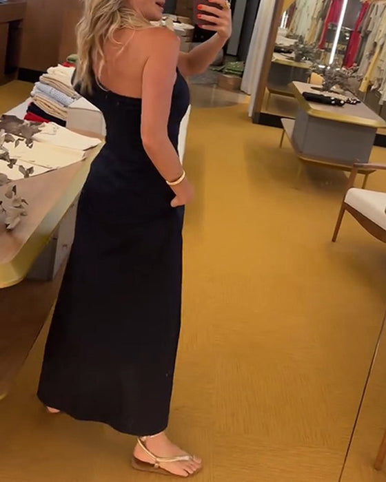 Jurk Elegant Off-Schouder Gerimpeld Lang